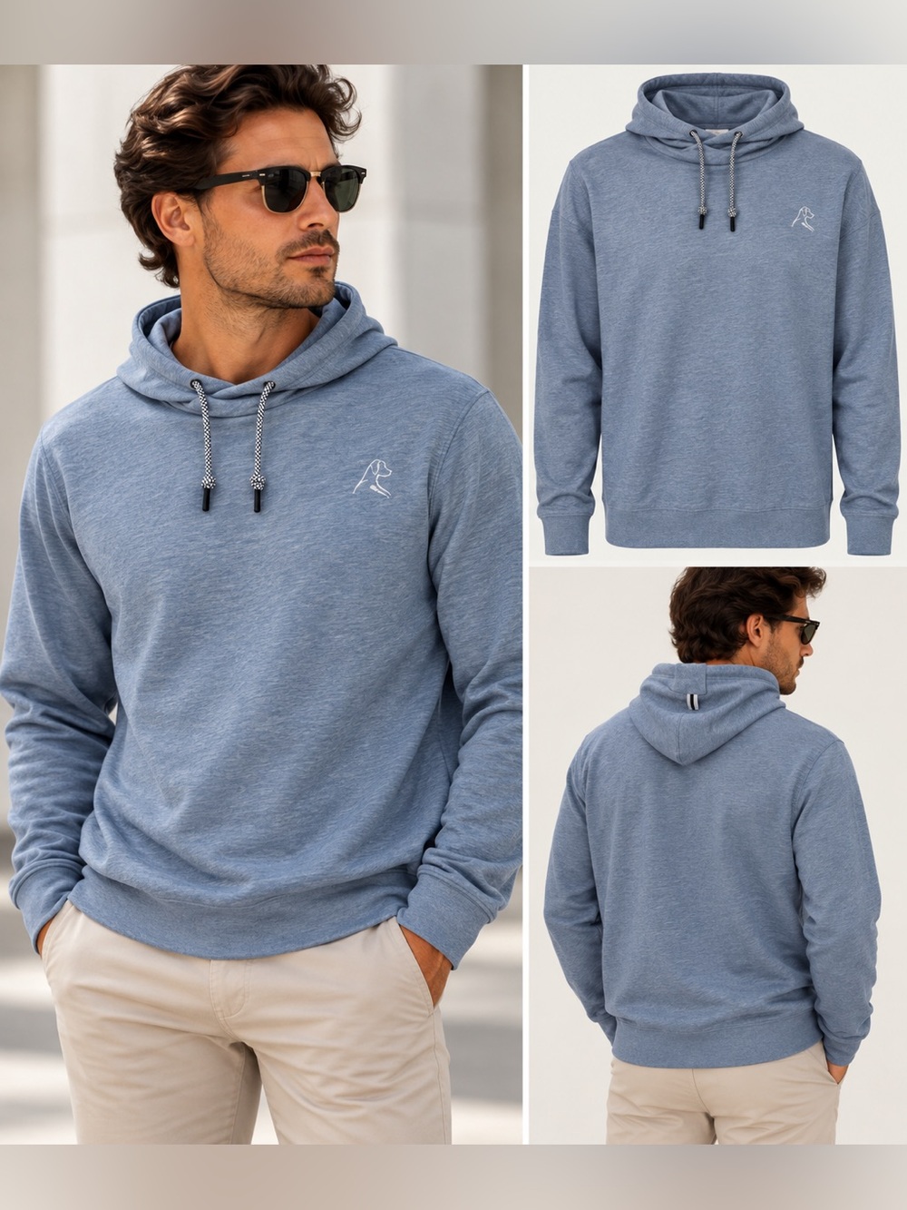 Rhoback Hesi Performance Hoodie Men’s XL Heather Blue Golf Athleisure Stretch